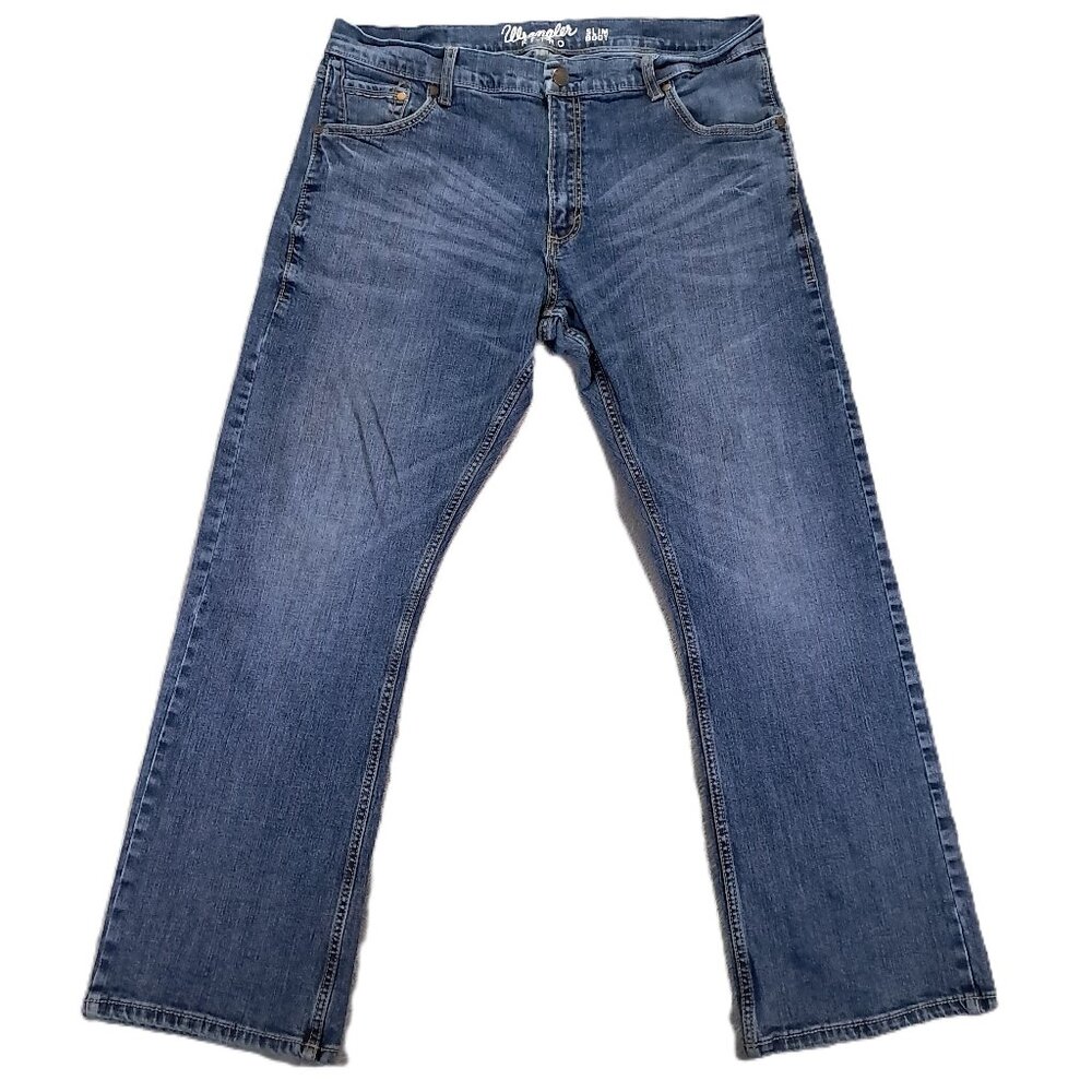Wrangler Retro Jeans Men 38x30 Slim Boot Blue Denim Western Stretch Whiskered